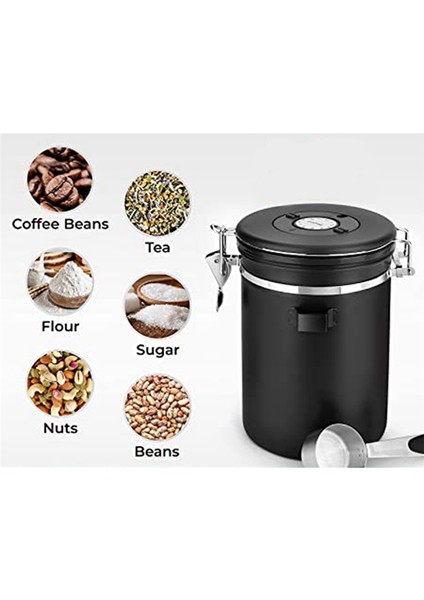 Kahve Çekirdeği Kapalı Kutu 304 Kaşıklı Kurutulmuş Meyve Saklama Kutusu 1.2l (Yurt Dışından)