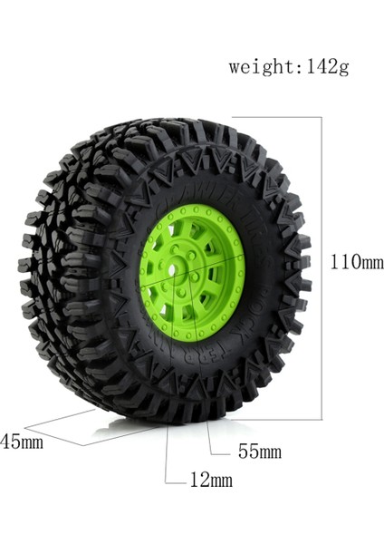 110 Rc Rock Için 4 Adet 110MM Tekerlek Lastikleri Siyah (Yurt Dışından)