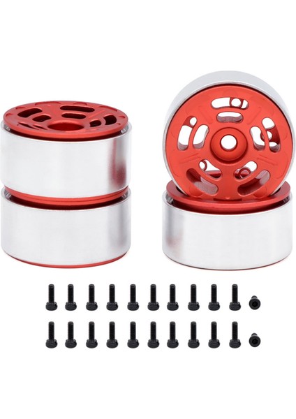 1/24 1/18 Rc Paletli Araba Için Metal Jantlar Çift Delikli 5 Kollu Kırmızı (Yurt Dışından)