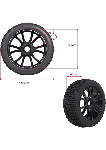 110MM 18 Ölçekli Rc Off-Road Buggy Lastikleri Tekerlek 17MM Altıgen Arrma Için (Yurt Dışından)