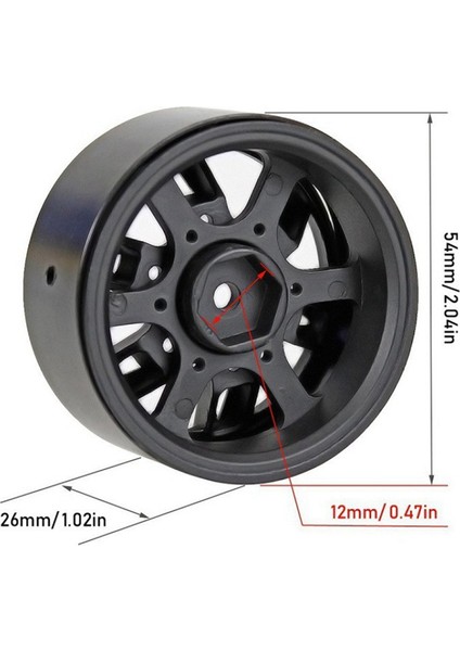 Adet Axial Car 1.9-Inç Ağırlıklı Metal Lastik Kilit Tekerlek Göbeği Kırmızı (Yurt Dışından)