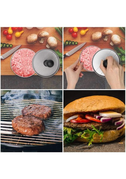 Hamburger Pres Patty Maker Seti Yapışmaz Ev ve Mutfak Için Siyah (Yurt Dışından)