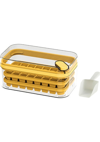 Buz Kalıbı Buzdolabı Dondurucu Alet Saklama Kutusu Kapağı Kürek Seti Sarı (Yurt Dışından)