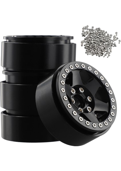 1/10 Rc Paletli Araba 1.9 Inç Metal Beadlock 6 Delik Tekerlek Göbeği Jant Siyah (Yurt Dışından)