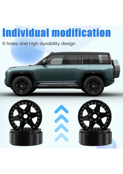 1/10 Rc Paletli Araba 1.9 Inç Metal Beadlock 6 Delik Tekerlek Göbeği Jant Siyah (Yurt Dışından)