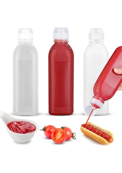Baharat Sıkma Şişeleri Soslar Için Sıkma Şişeleri 3 Adet 500ML (Yurt Dışından)