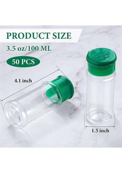 50 Adet Plastik Baharat Kavanozları Shaker Kapaklı Baharat Kapları Yeşil (Yurt Dışından) fiyatları