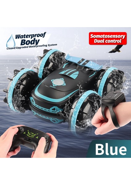 Rc Stunt Car 4WD Saat Hareket Sensörü Kontrolü Deforme Edilebilir Araba-Mavi (Yurt Dışından)