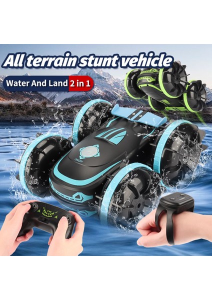 Rc Stunt Car 4WD Saat Hareket Sensörü Kontrolü Deforme Edilebilir Araba-Mavi (Yurt Dışından)