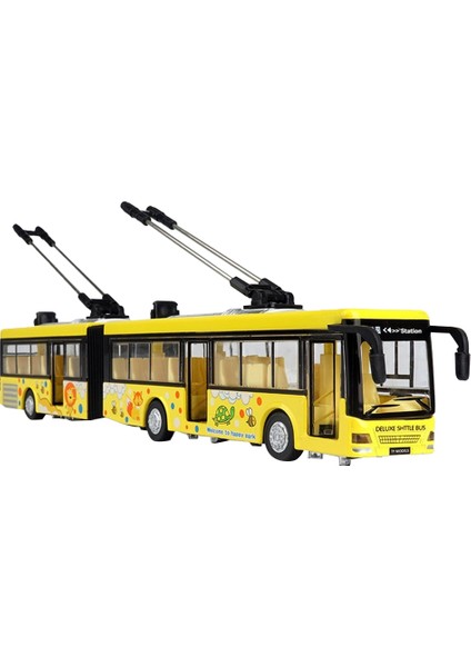 Yüksek Simülasyon 150 Alaşım Geri Çekilebilir Çift Otobüs Şehir Otobüsü Modeli Sarı (Yurt Dışından)