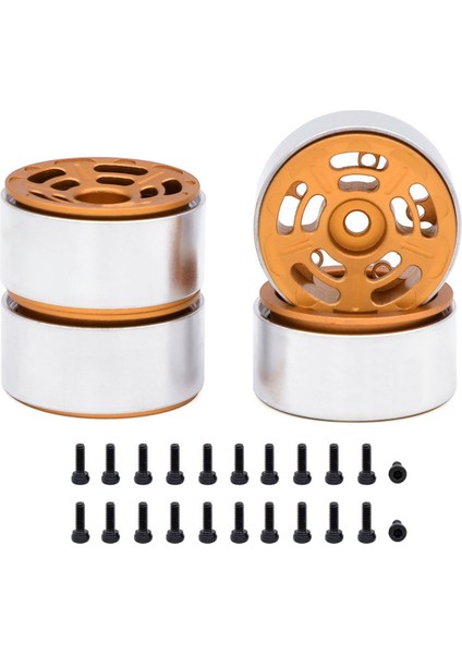1/24 1/18 Rc Paletli Araba Için Metal Jant Çift Delikli 5 Kollu Turuncu (Yurt Dışından)