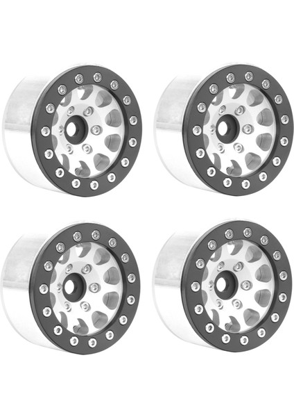 Gümüş Siyah Kenar 4 Adet 1.55 Inç Metal Tekerlek Model Araba Aksesuarları (Yurt Dışından)