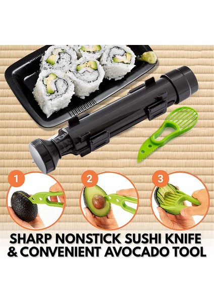 Suşi Yapma Ekipmanı Seti Japon Pirinç Topu Rulo Kalıbı (Yurt Dışından)