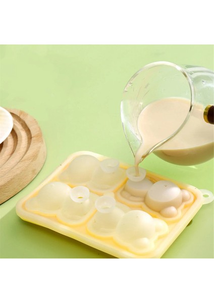 Yeni Dört Izgara Ayı Buz Tepsisi Kalıbı Silikon Buz Tepsisi Sarı (Yurt Dışından)