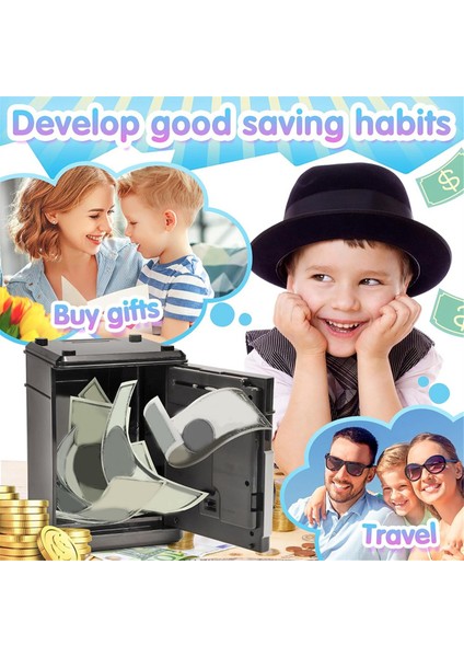 Kumbara Nakit Madeni Para Kutusu Atm Banka Madeni Para Para Bankası Çocuklar Için Hediye Siyah (Yurt Dışından) modelleri
