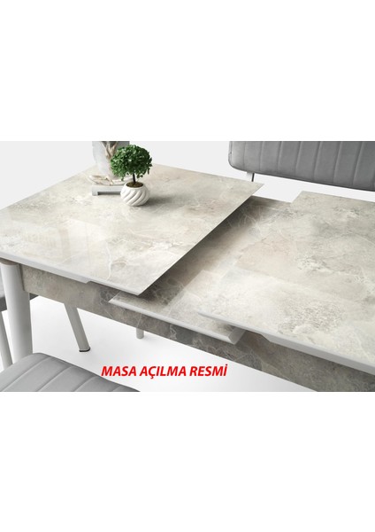 Kelebek Tekno Kenar Mdf H.g Açılır Masa 4 Adet Suna Sandalye Takım