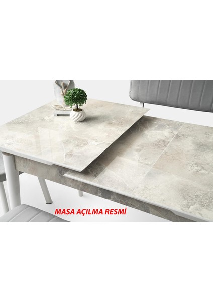Kelebek Tekno Kenar Mdf H.g Açılır Masa 4 Adet Suna Sandalye Takım