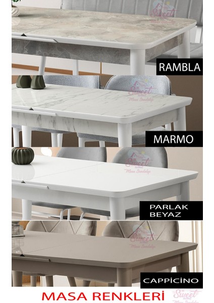 Kelebek Tekno Kenar Mdf H.g Açılır Masa 4 Adet Suna Sandalye Takım
