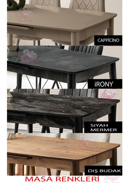 Milano Mdf Ortadan Açılır Masa Cappicino 4 Adet Gözde Sandalye Takım