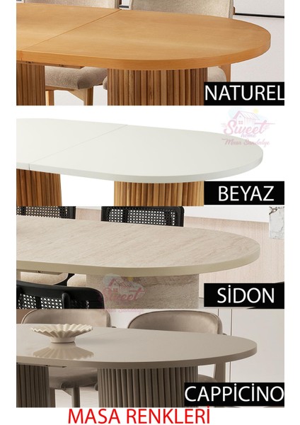 Açılır Oval Picasso Yemek Masası Takımı Gazel - Kuzey Sandalye ( 1 Masa 6 Sandalye )