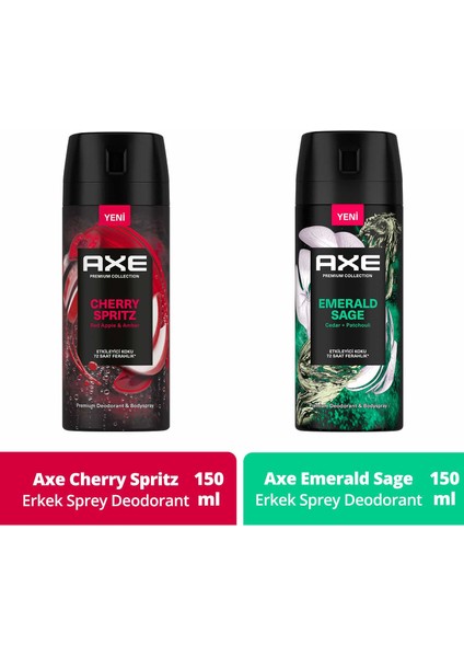 Premium Collection Erkek Sprey Deodorant Cherry Spritz 150 ml + Emerald Sage 150 ml