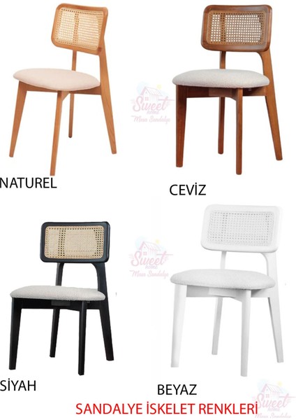 Yanlardan Açılır Smart Masa 4 Adet Kuzey Sandalye Naturel Takım