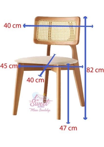 Yanlardan Açılır Smart Masa 4 Adet Kuzey Sandalye Naturel Takım