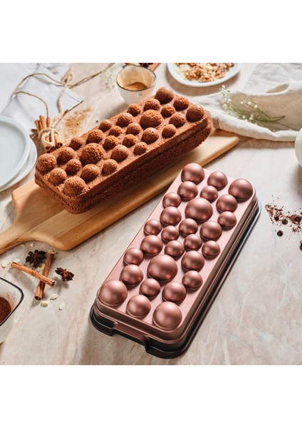 Aster Degradeli Baton Döküm Kek Kalıbı Rosegold 33,5 Cm