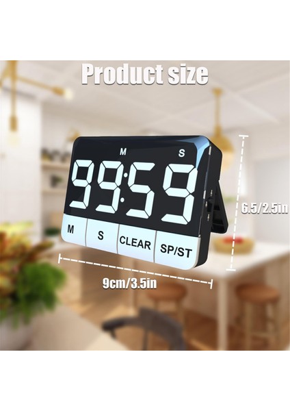 Mutfak Zamanlayıcısı 120DB Dijital Mutfak Zamanlayıcısı LED Ekranlı Geri Sayım (Yurt Dışından)