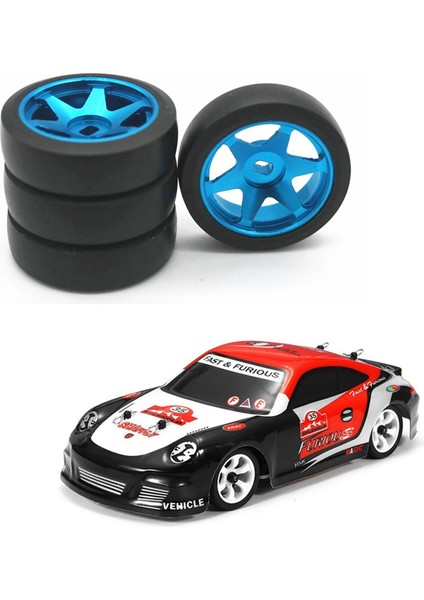 Adet Sert Plastik Drift Lastiği Metal Jant Rc Araba Için Mavi (Yurt Dışından)