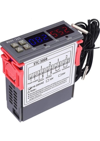 Çift Dijital STC-3008 Sıcaklık Kontrol Cihazı Iki Röle Çıkışı A (Yurt Dışından)