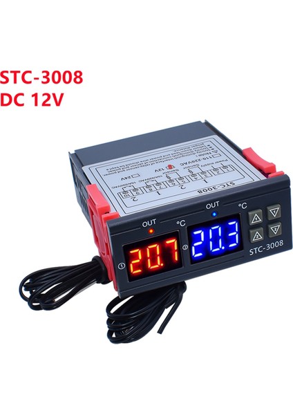 Çift Dijital STC-3008 Sıcaklık Kontrol Cihazı Iki Röle Çıkışı A (Yurt Dışından)
