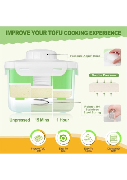 Tofu Presi Ayarlanabilir Tofu Presi Bulaşık Makinesinde Yıkanabilir (Yurt Dışından)