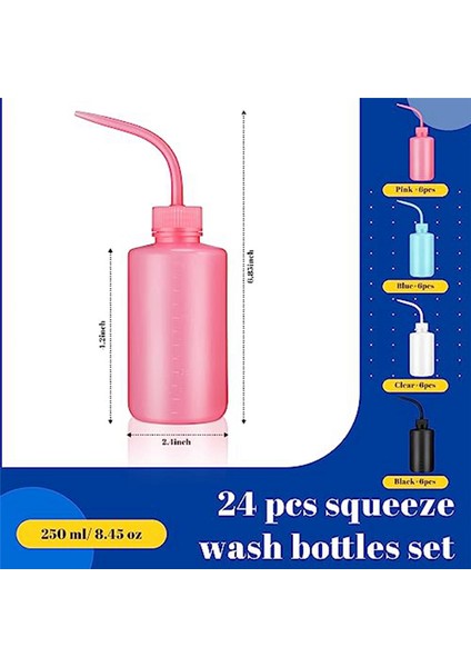 24 Adet Dövme Sıkma Şişesi 250 ml 8.5 Oz Lab Yıkama Sıkma Şişesi (Yurt Dışından)