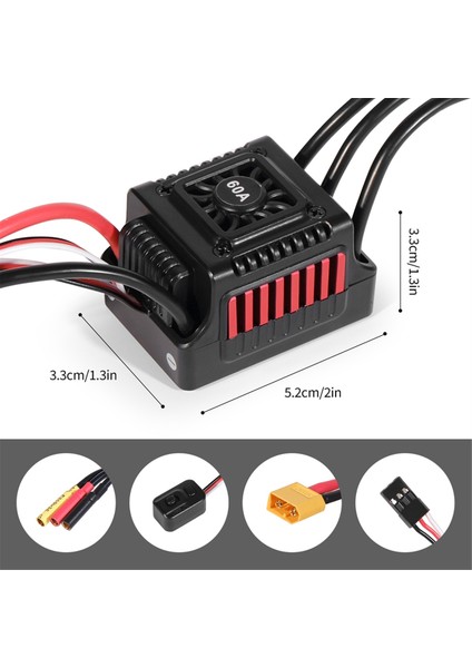 Sensörsüz Fırçasız Su Geçirmez Araba Esc 60A XT60 Fişi (Yurt Dışından)