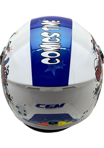 261 Mını Comıcs Çocuk Kask Beyaz Mavi fırsatları