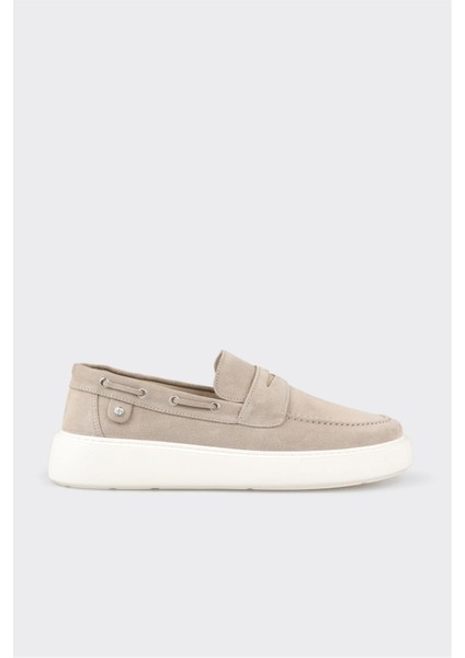 Bej Deri Erkek Günlük Loafer