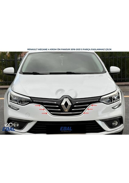Renault Megane 4 Sedan Krom Ön Panjur 5 Prç 2016-2021 P. Çelik