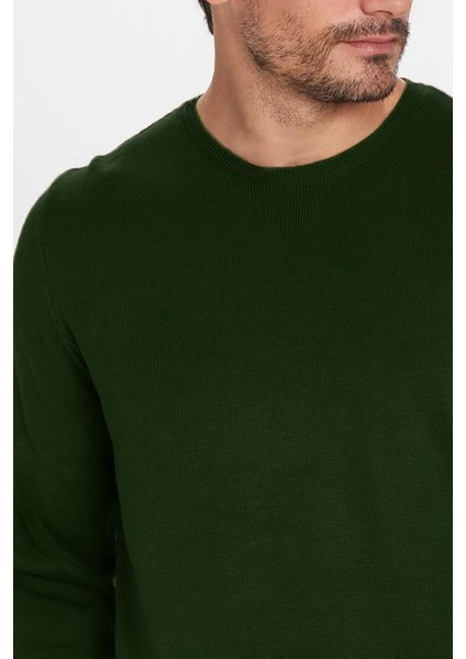 Erkek Slim Fit Dar Kesim Bisiklet Yaka Yeşil Triko Kazak fırsatları