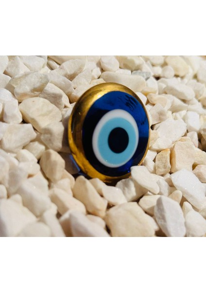 Cam Yaldızlı Nazar Boncuklu Magnet, El Yapımı Buzdolabı Süsü, Dekoratif Obje 4x4 cm 10'lu