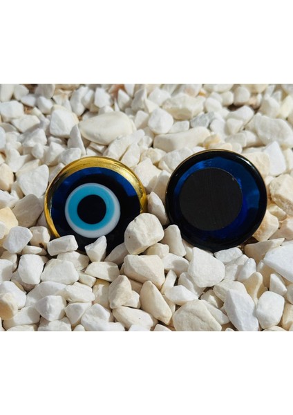 Cam Yaldızlı Nazar Boncuklu Magnet, El Yapımı Buzdolabı Süsü, Dekoratif Obje 4x4 cm 10'lu