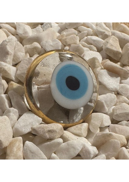 Cam Yaldızlı Nazar Boncuklu Magnet, El Yapımı Buzdolabı Süsü, Dekoratif Obje 4x4 cm 10'lu