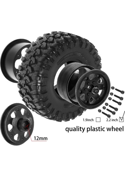 1/10 Rc Paletli Araba Axial SCX10 Wraith RR10 Capra Için Lastik Seti, Siyah (Yurt Dışından)