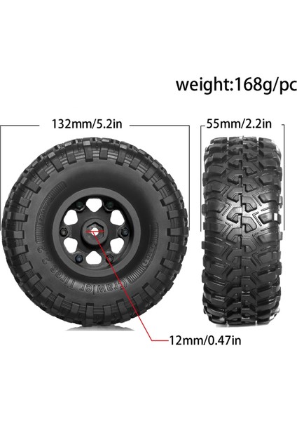 1/10 Rc Paletli Araba Axial SCX10 Wraith RR10 Capra Için Lastik Seti, Siyah (Yurt Dışından)