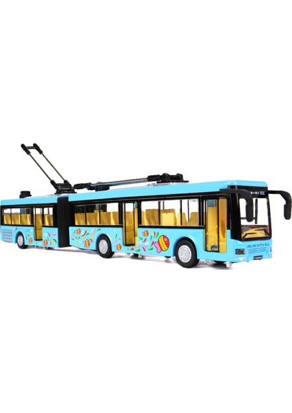 Yüksek Simülasyon 150 Alaşım Geri Çekilebilir Çift Otobüs Şehir Otobüsü Modeli Mavi (Yurt Dışından)
