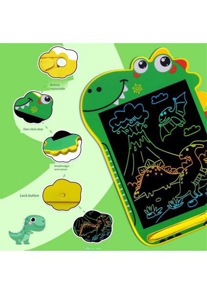Mavi Çizgi Film Dinozor LCD Yazı Tahtası Çizim Tahtası (Yurt Dışından)