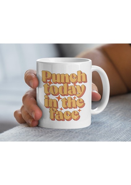Punch Today In The Face Boho Tarzı Retro Seyahat Sevimli Büyük Kahve Kupası Komik Sözler