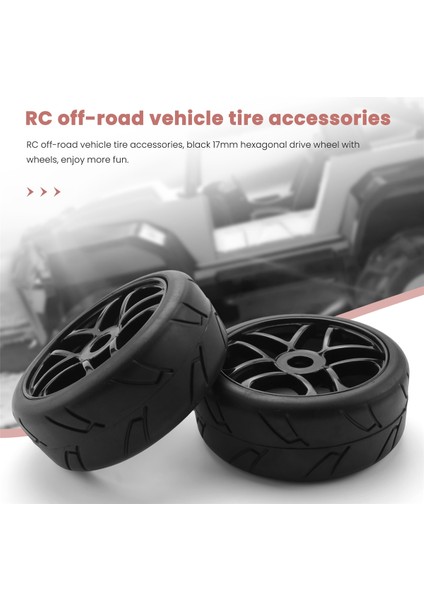 Adet 1/8 Buggy Lastikleri Tekerlekler ile 17MM Hex Tahrik Hub Rc Off Road Araba Hsp Hpı Kyosho Traxxas Lastik Aksesuarları Siyah (Yurt Dışından)
