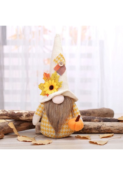 2 Adet Güz Gnome Sonbahar Cüceler Peluş Ayçiçeği Akçaağaç Yaprağı Şapka El Yapımı Ev Şükran Günü Hediyesi (Yurt Dışından)