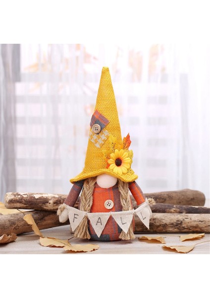 2 Adet Güz Gnome Sonbahar Cüceler Peluş Ayçiçeği Akçaağaç Yaprağı Şapka El Yapımı Ev Şükran Günü Hediyesi (Yurt Dışından)